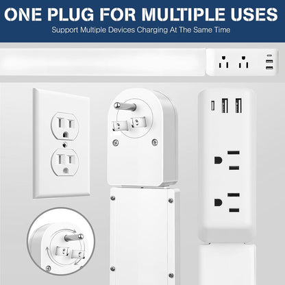 Electrical Outlet Extender Stick 23"-34", Adjustable Power Plug Splitter with 1 USB-C & 2 USB-A Ports, 2 AC Outlets, Tool-Free Extension for behind Sofa, Nightstand, Desk