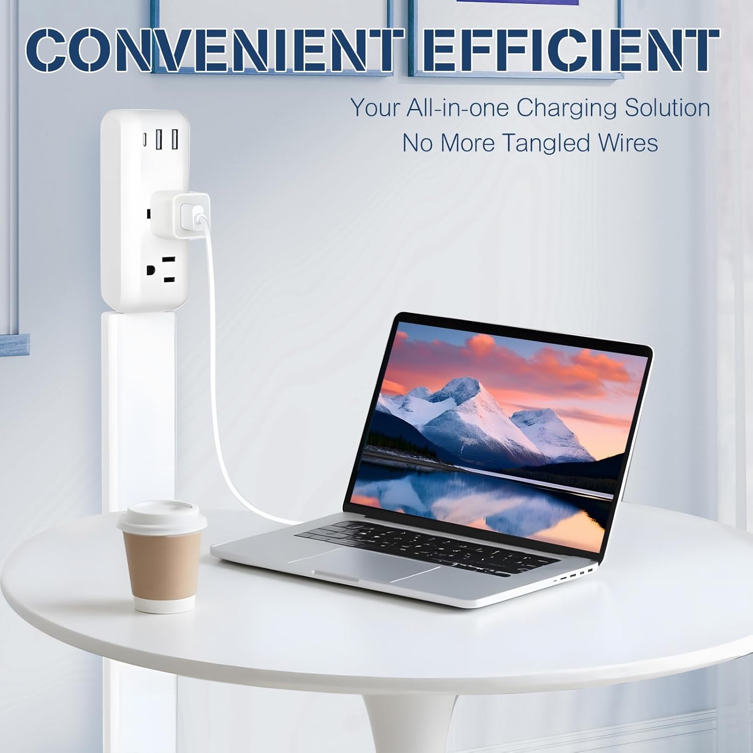 Electrical Outlet Extender Stick 23"-34", Adjustable Power Plug Splitter with 1 USB-C & 2 USB-A Ports, 2 AC Outlets, Tool-Free Extension for behind Sofa, Nightstand, Desk