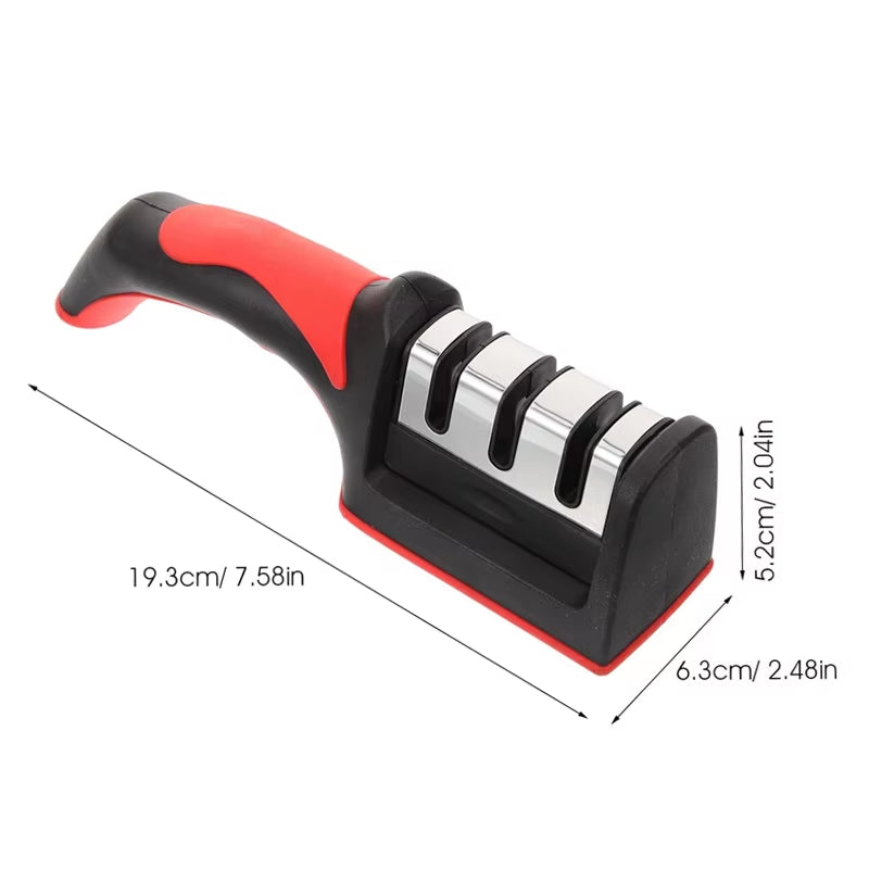Ergonomic 3 Stage Manual Knife Sharpener Non-Slip Handle Kitchen Knife Sharpening Tool for Home Cooking