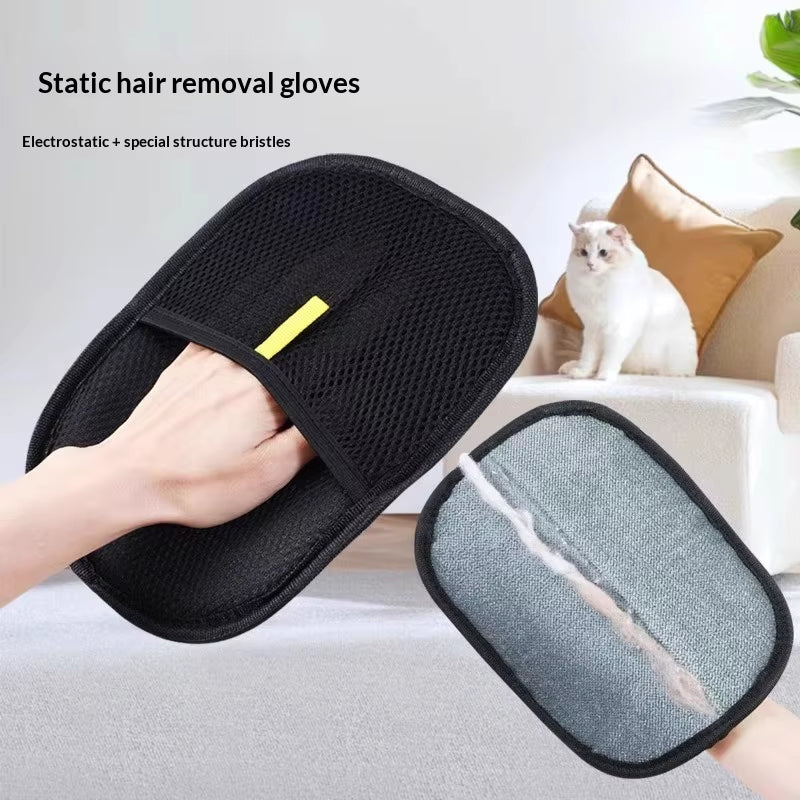 Pet Hair Removal Glove Cat & Dog Hair Cleaner Easy to Use Dual-Sided Adhesion Electrostatic Brush Multifunctional Home Use