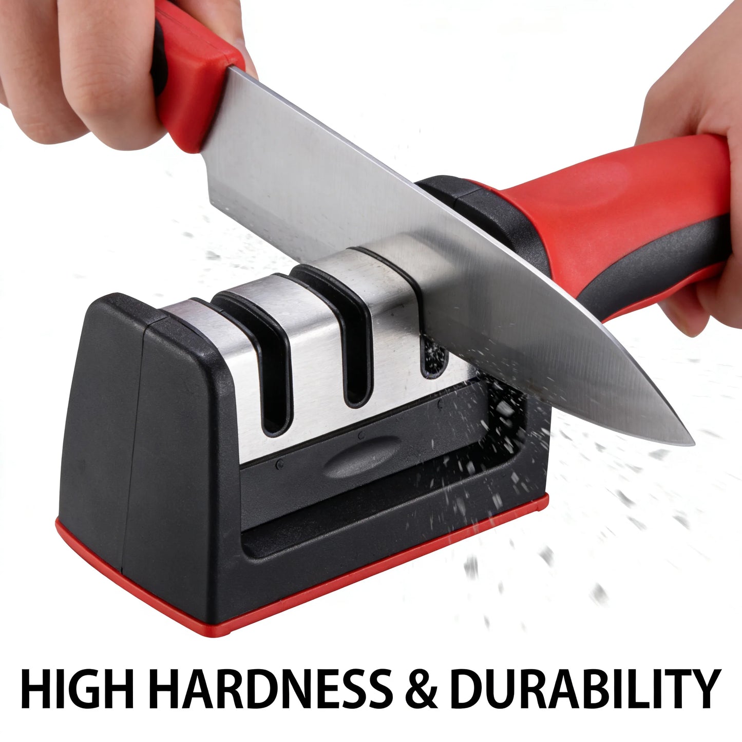 Ergonomic 3 Stage Manual Knife Sharpener Non-Slip Handle Kitchen Knife Sharpening Tool for Home Cooking